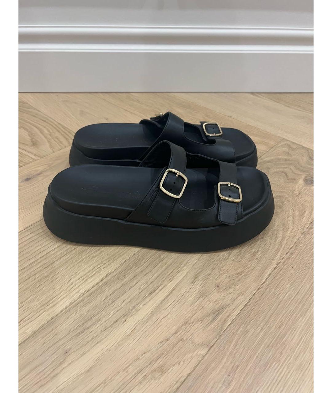 SANTONI Черные кожаные сандалии, фото 6