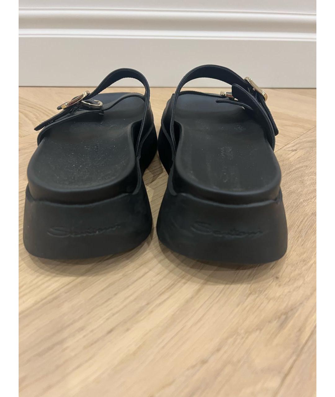 SANTONI Черные кожаные сандалии, фото 4