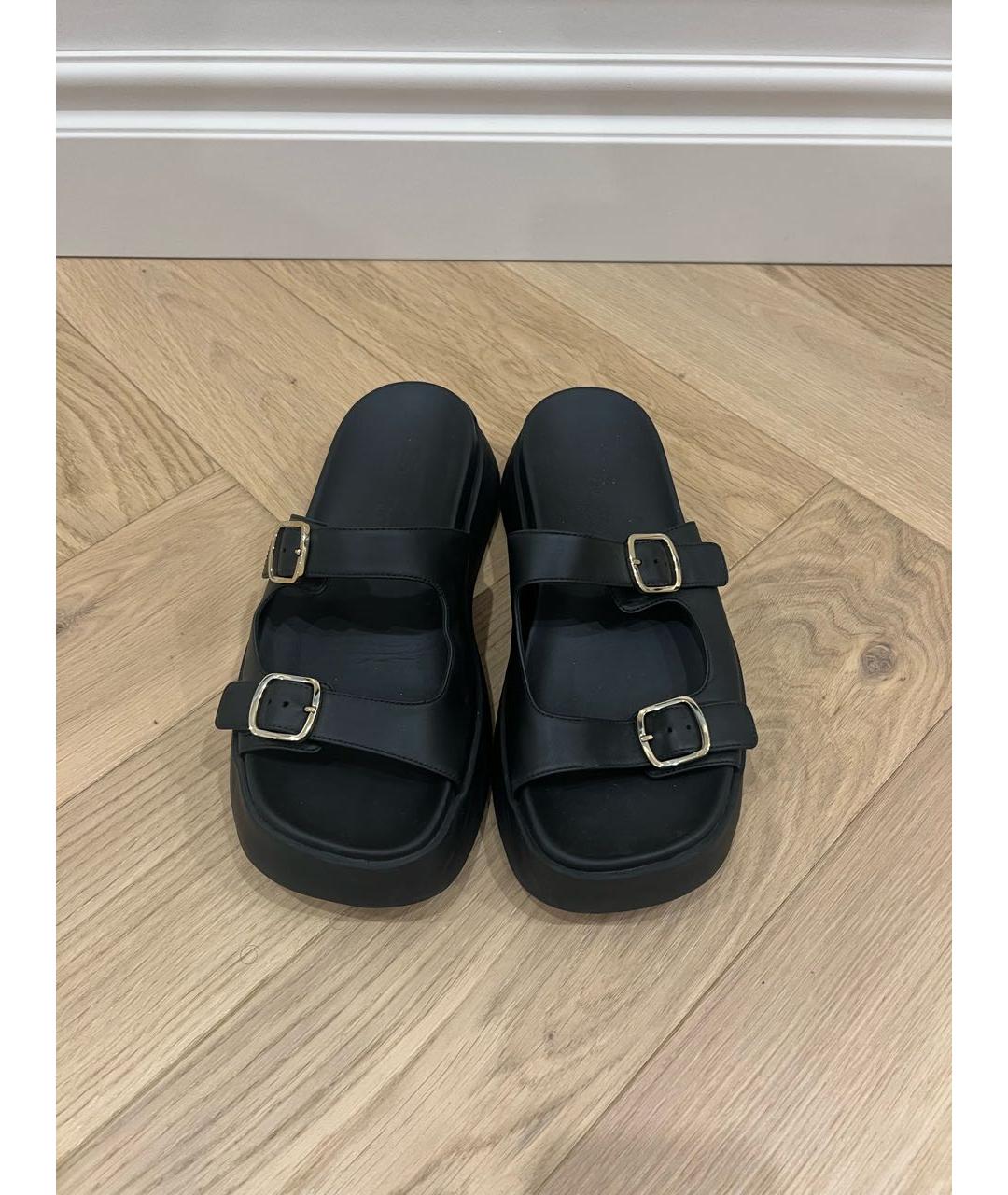 SANTONI Черные кожаные сандалии, фото 2