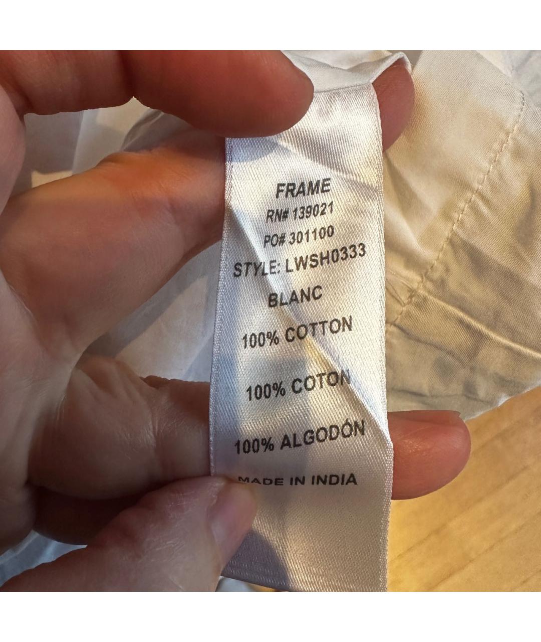 FRAME Белая хлопковая блузы, фото 4