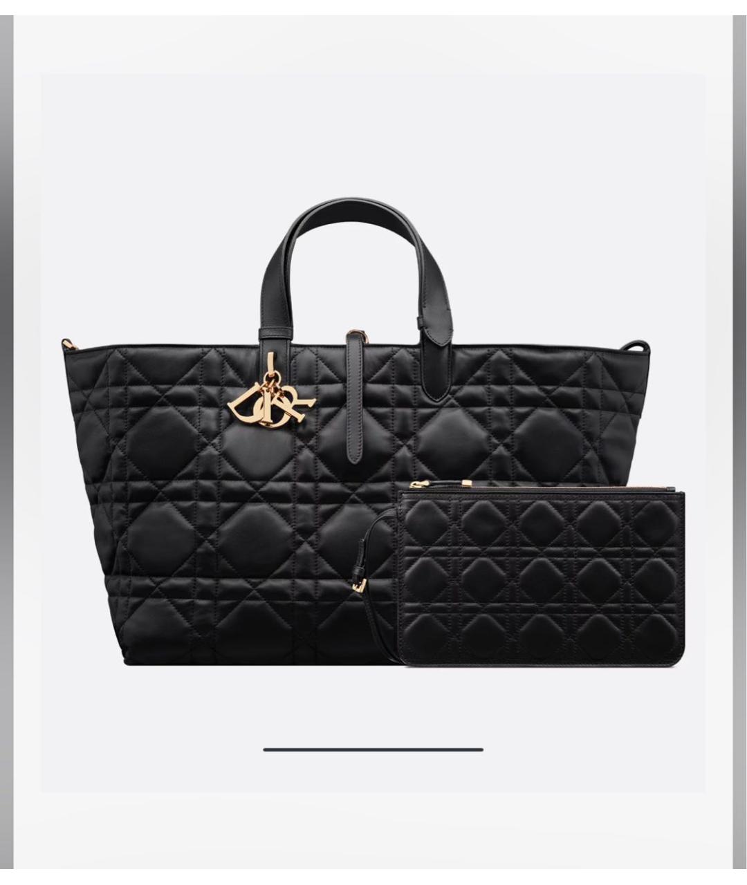 CHRISTIAN DIOR Черная кожаная сумка с короткими ручками, фото 2