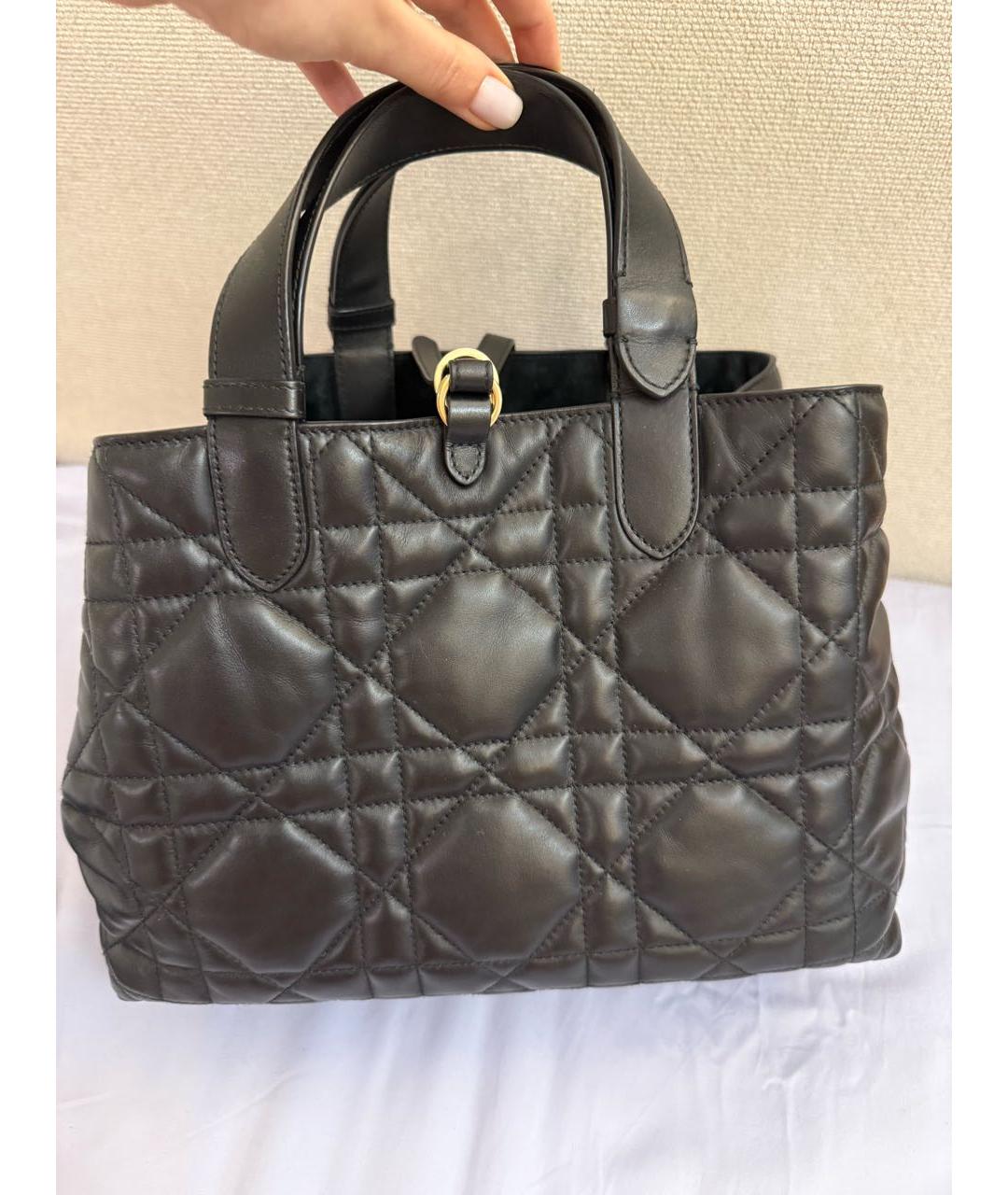 CHRISTIAN DIOR Черная кожаная сумка с короткими ручками, фото 4