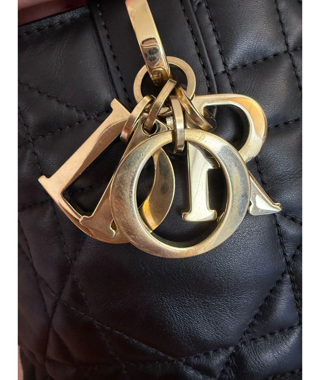 CHRISTIAN DIOR Черная кожаная сумка с короткими ручками, фото 6