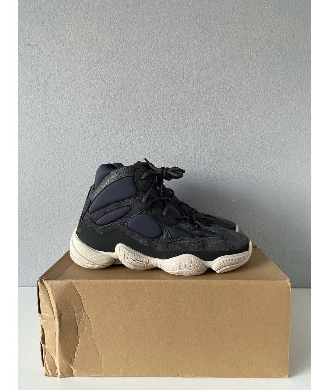 ADIDAS YEEZY Темно-синие замшевые высокие кроссовки / кеды, фото 4