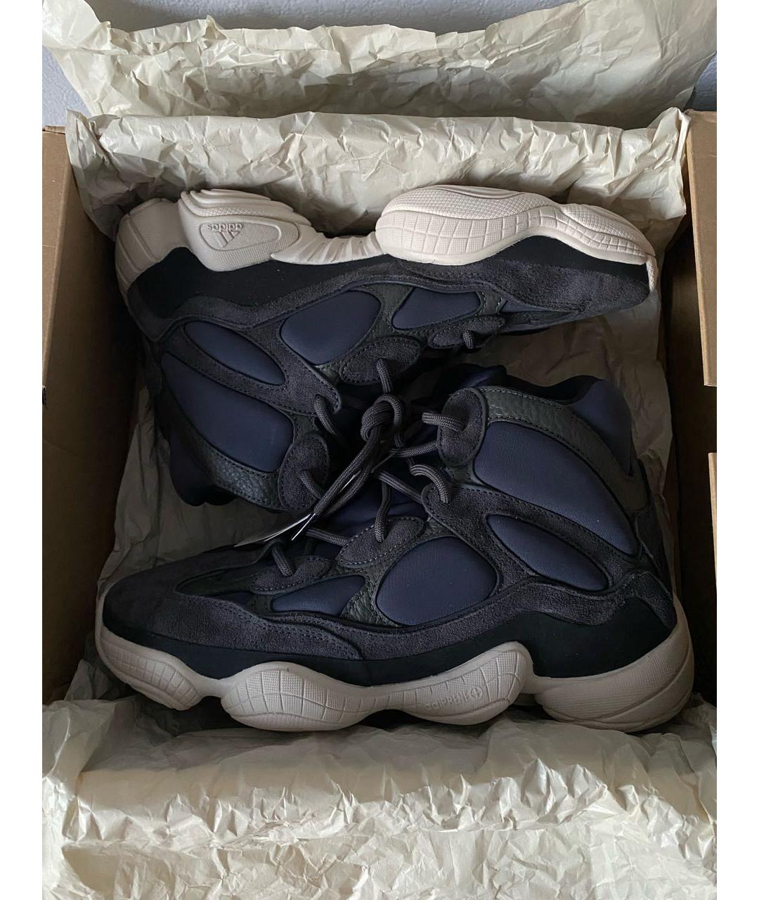 ADIDAS YEEZY Темно-синие замшевые высокие кроссовки / кеды, фото 2
