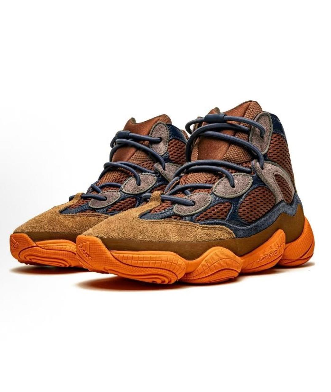 ADIDAS YEEZY Коричневые замшевые высокие кроссовки / кеды, фото 3