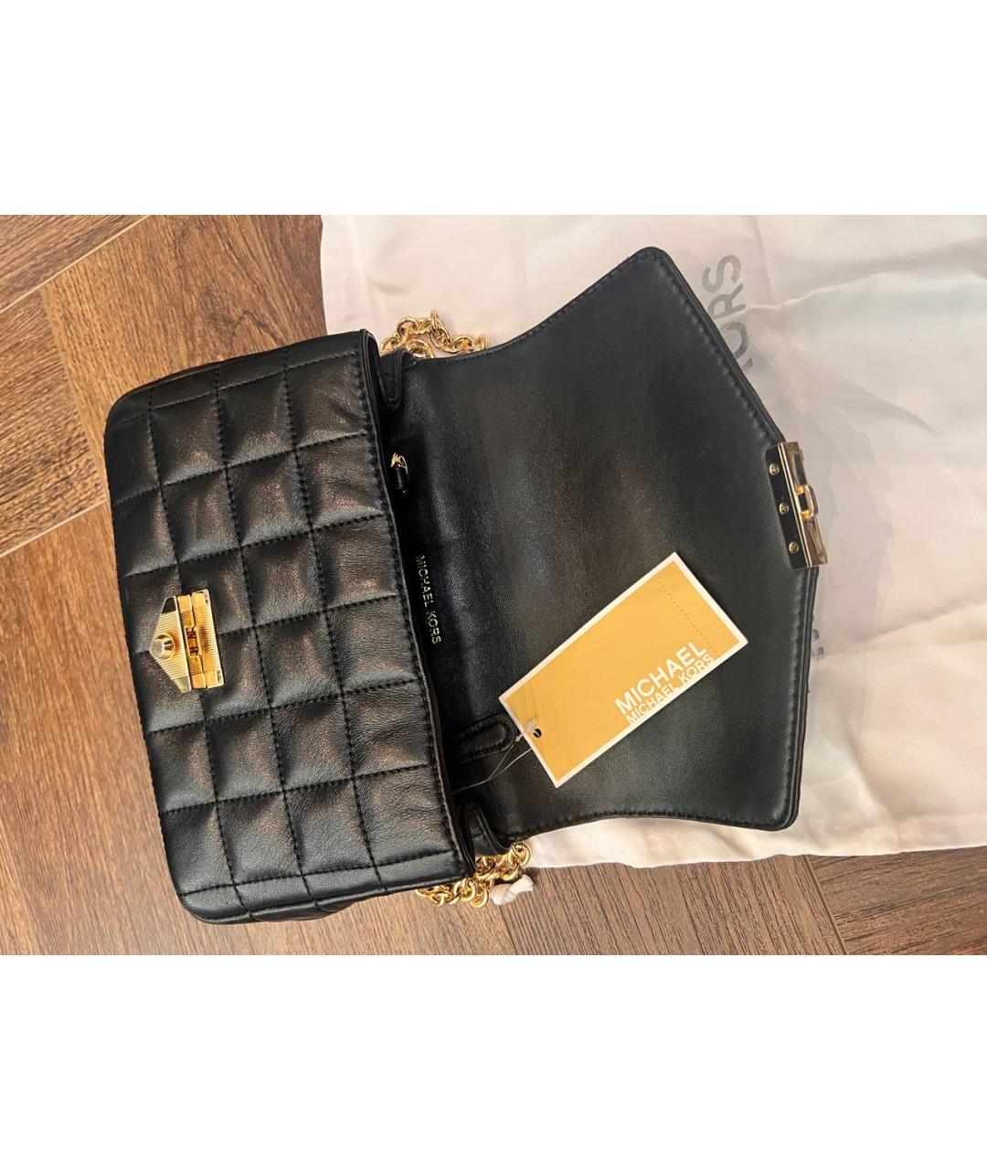 MICHAEL KORS Черная кожаная сумка через плечо, фото 3