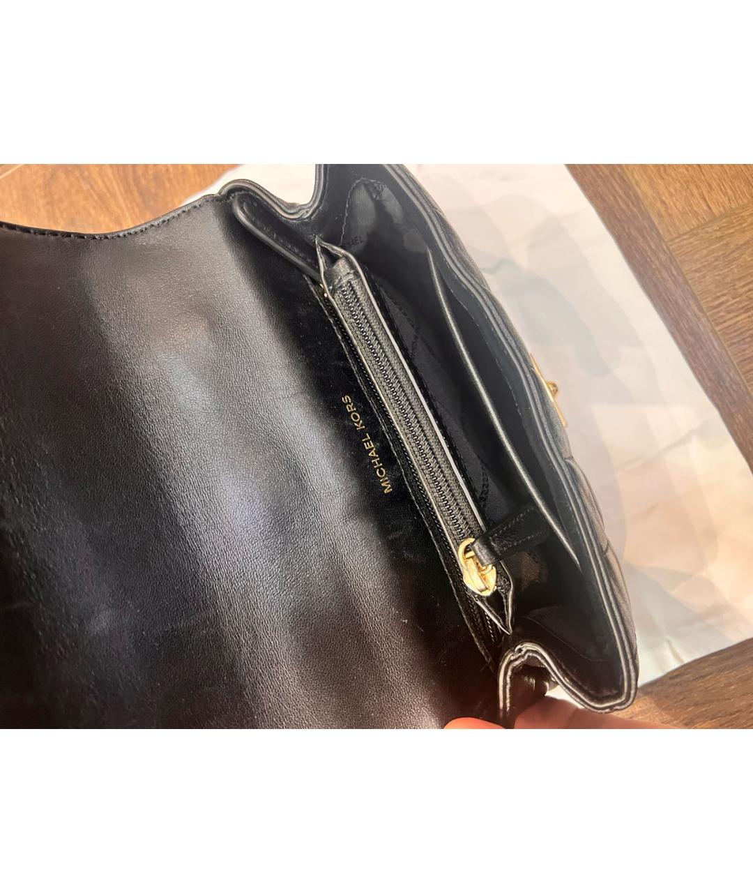 MICHAEL KORS Черная кожаная сумка через плечо, фото 6