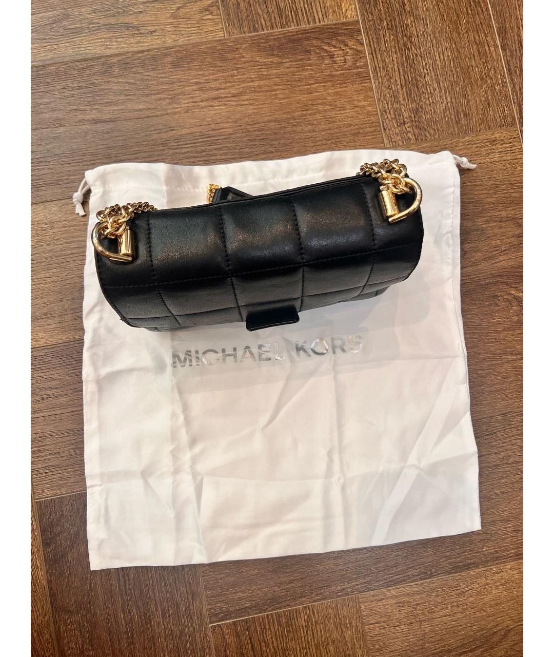 MICHAEL KORS Черная кожаная сумка через плечо, фото 2