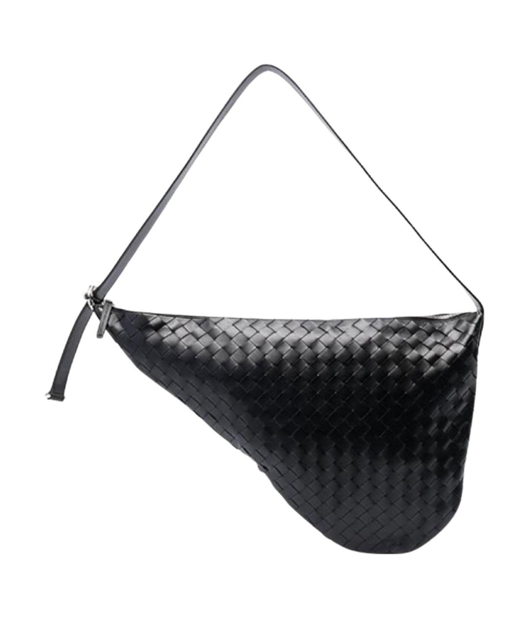 BOTTEGA VENETA Черная кожаная сумка на плечо, фото 1