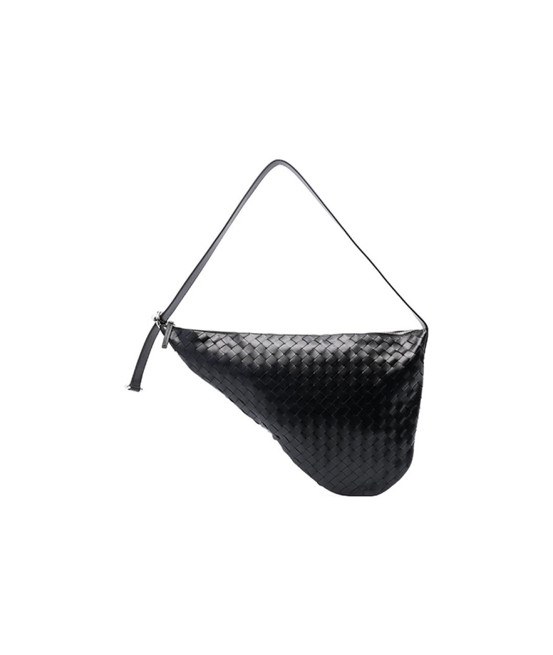 BOTTEGA VENETA Черная кожаная сумка на плечо, фото 5