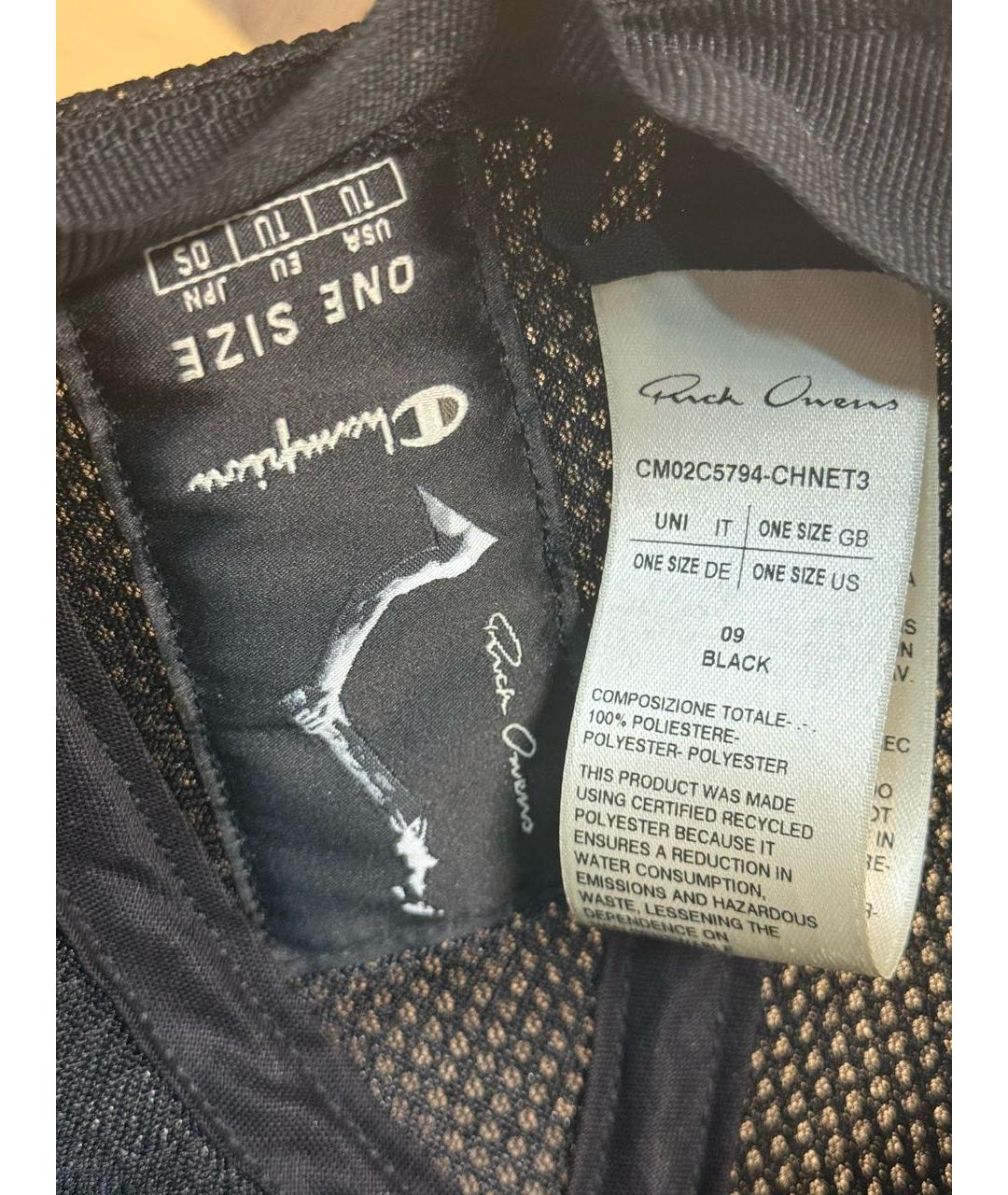 RICK OWENS Черная кепка/бейсболка, фото 5