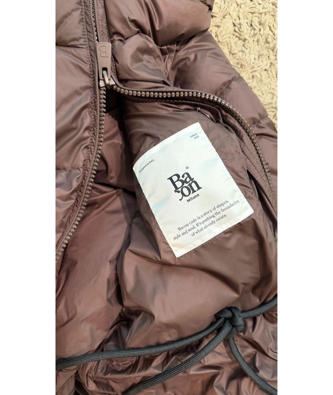 BACON Коричневый полиэстеровый пуховик, фото 4