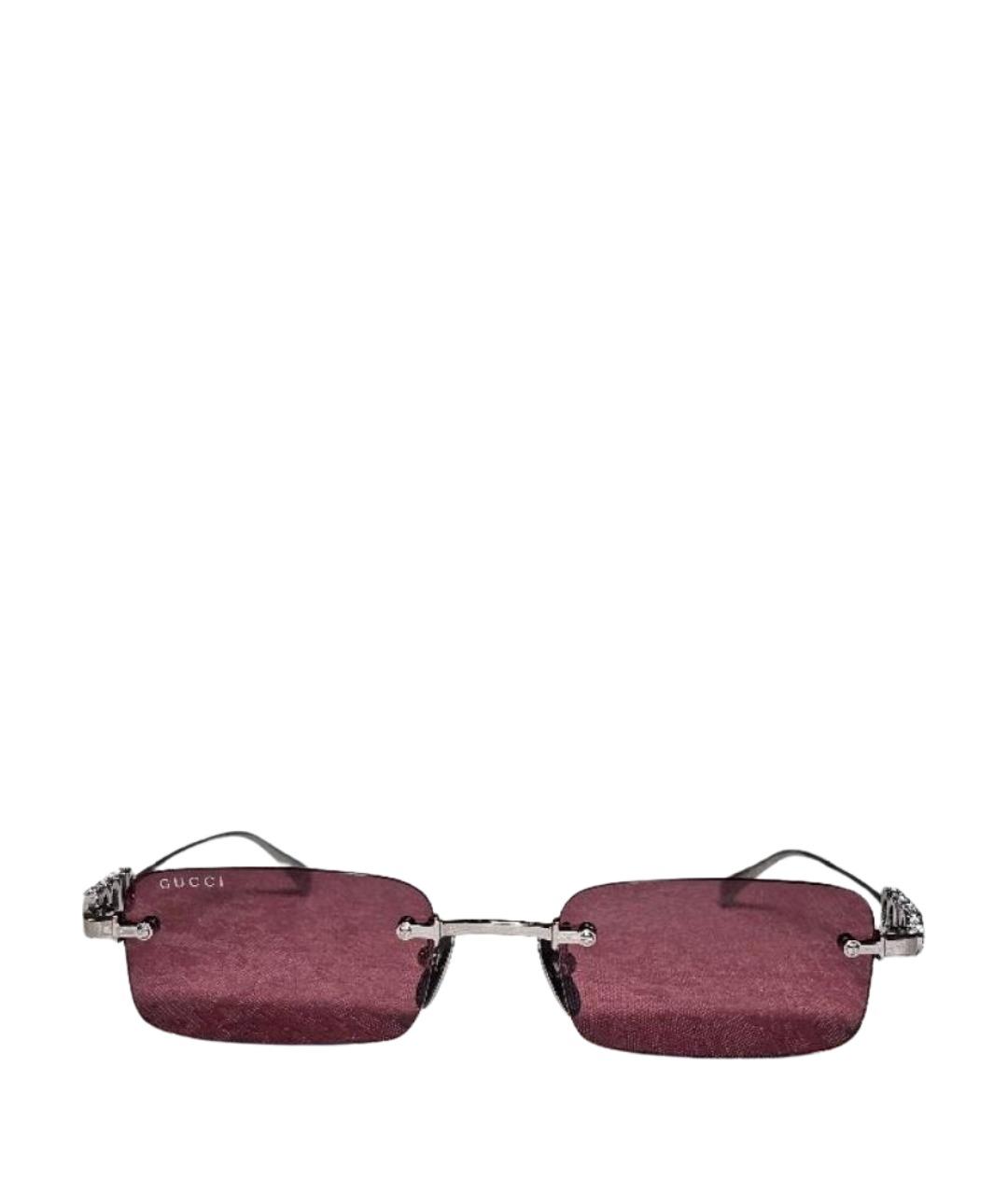 GUCCI Серебряные металлические солнцезащитные очки, фото 1