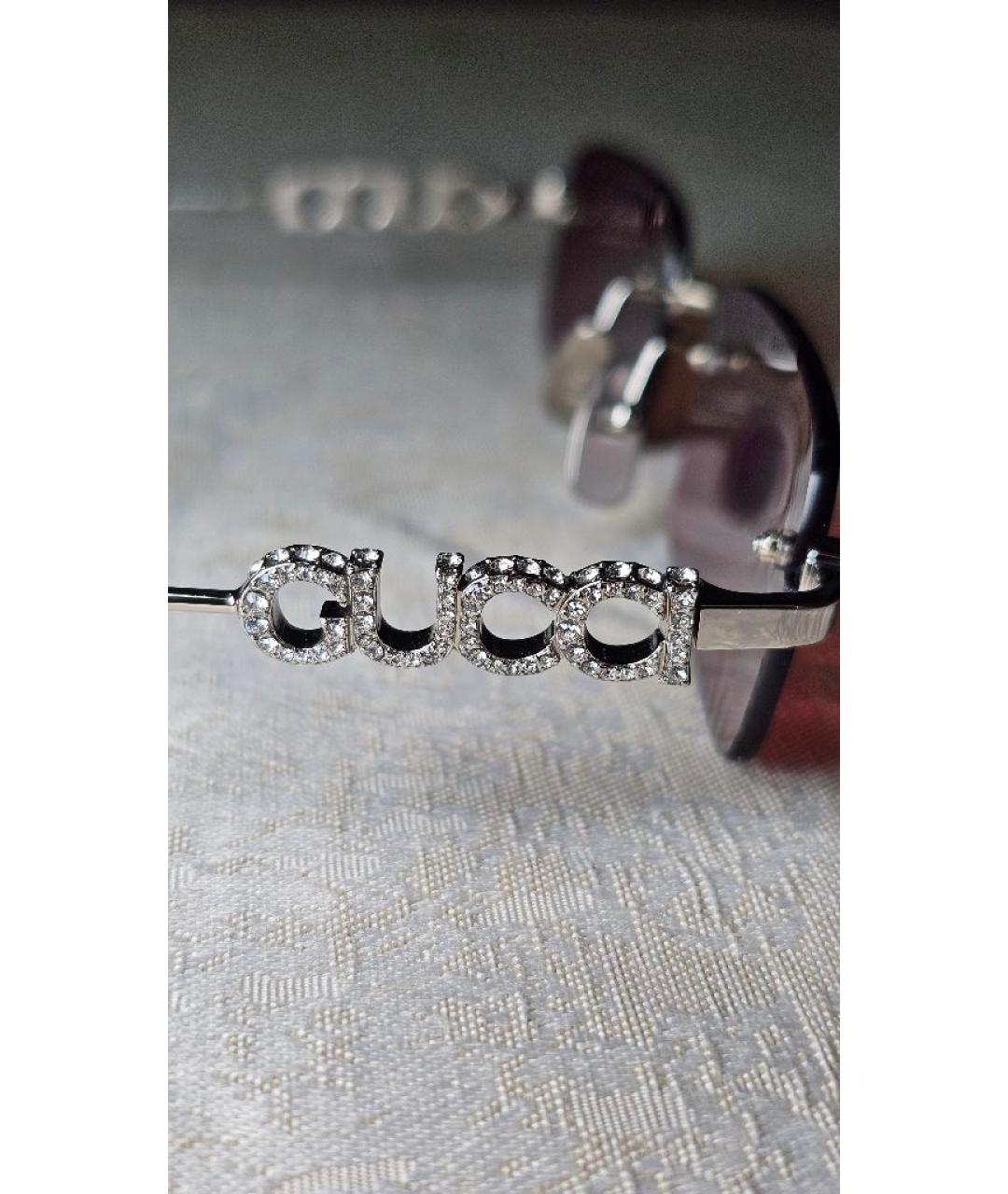 GUCCI Серебряные металлические солнцезащитные очки, фото 3