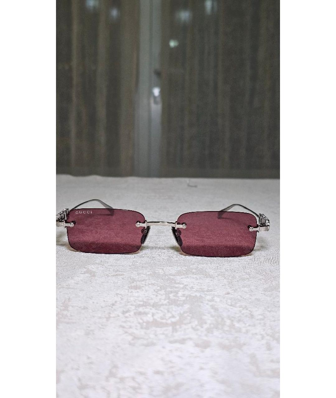 GUCCI Серебряные металлические солнцезащитные очки, фото 7