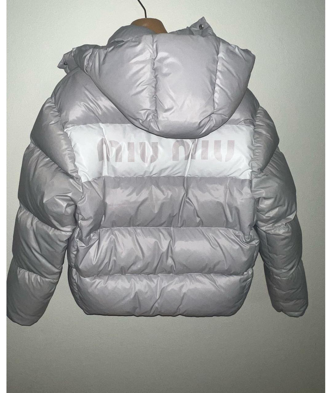 MIU MIU Серый полиэстеровый пуховик, фото 3
