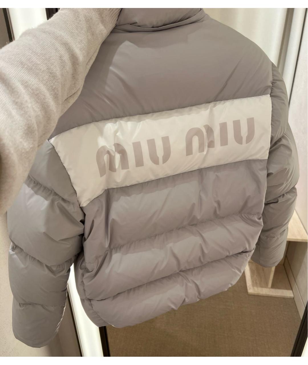 MIU MIU Серый полиэстеровый пуховик, фото 8