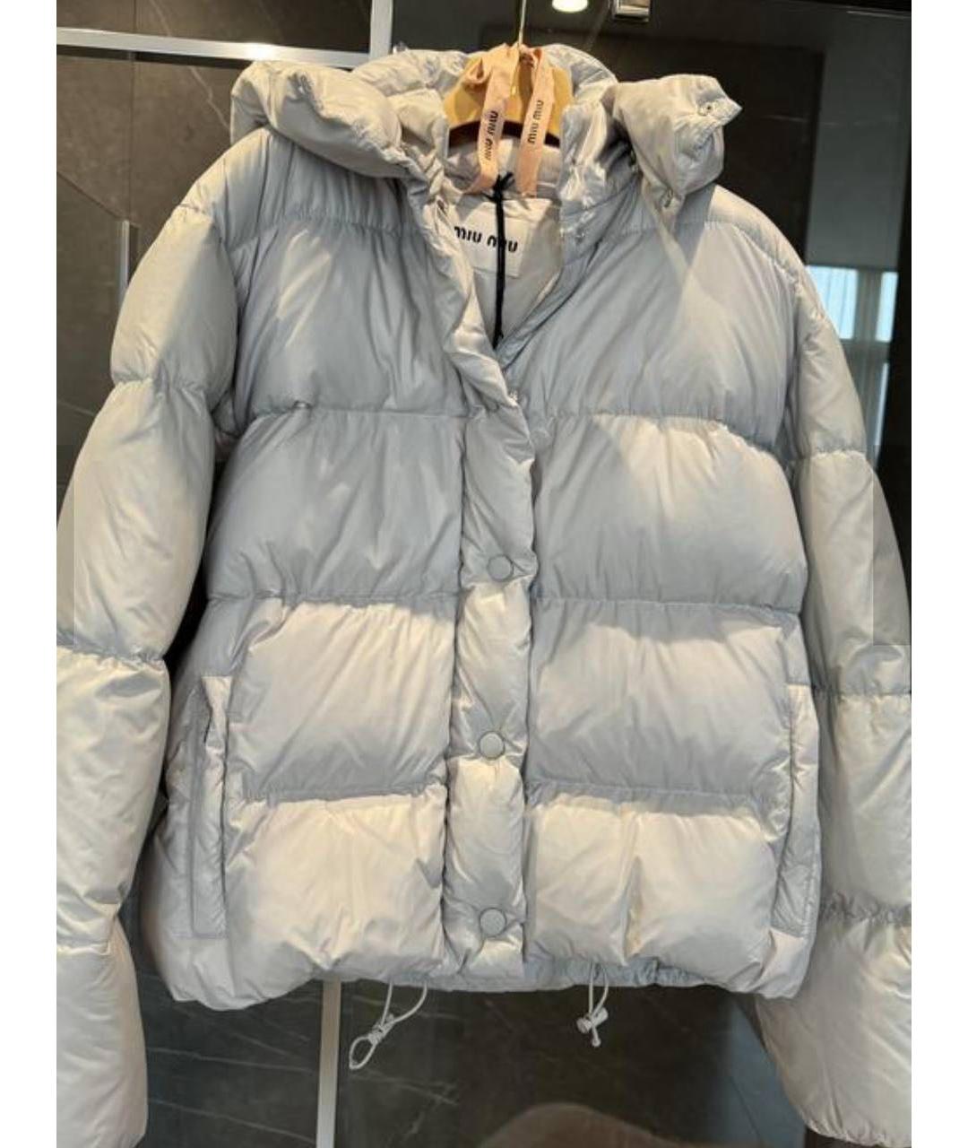 MIU MIU Серый полиэстеровый пуховик, фото 3