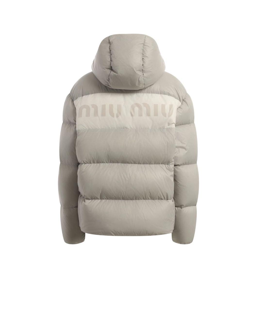 MIU MIU Серый полиэстеровый пуховик, фото 2