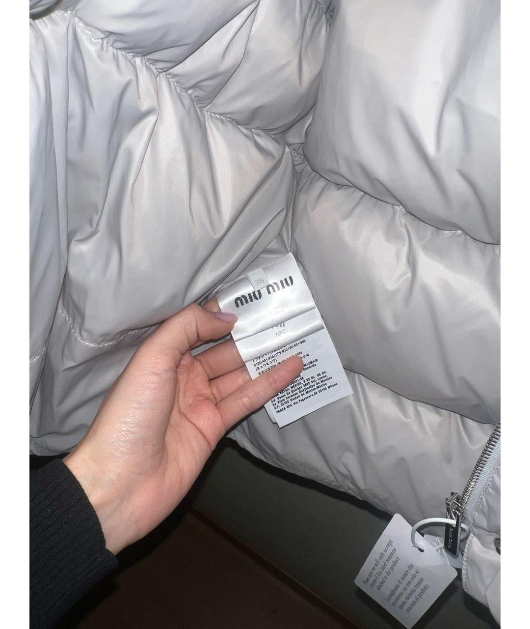 MIU MIU Серый полиэстеровый пуховик, фото 4