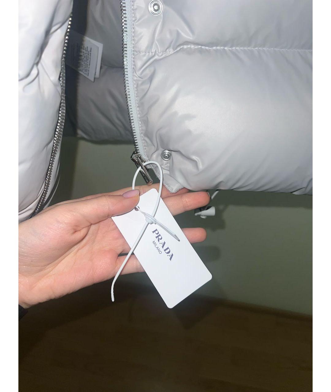 MIU MIU Серый полиэстеровый пуховик, фото 5