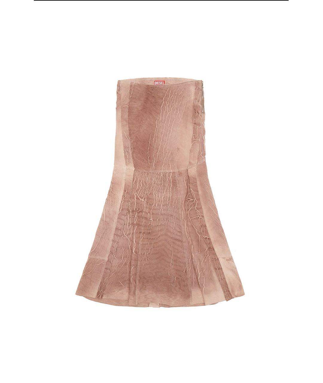 DIESEL Розовая кожаная юбка макси, фото 5