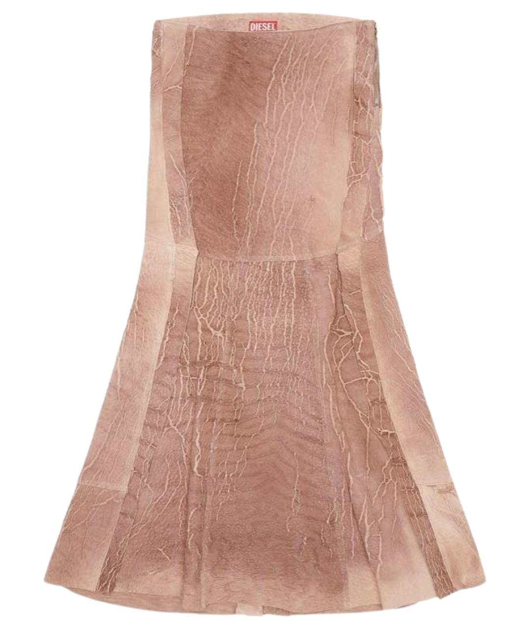 DIESEL Розовая кожаная юбка макси, фото 1