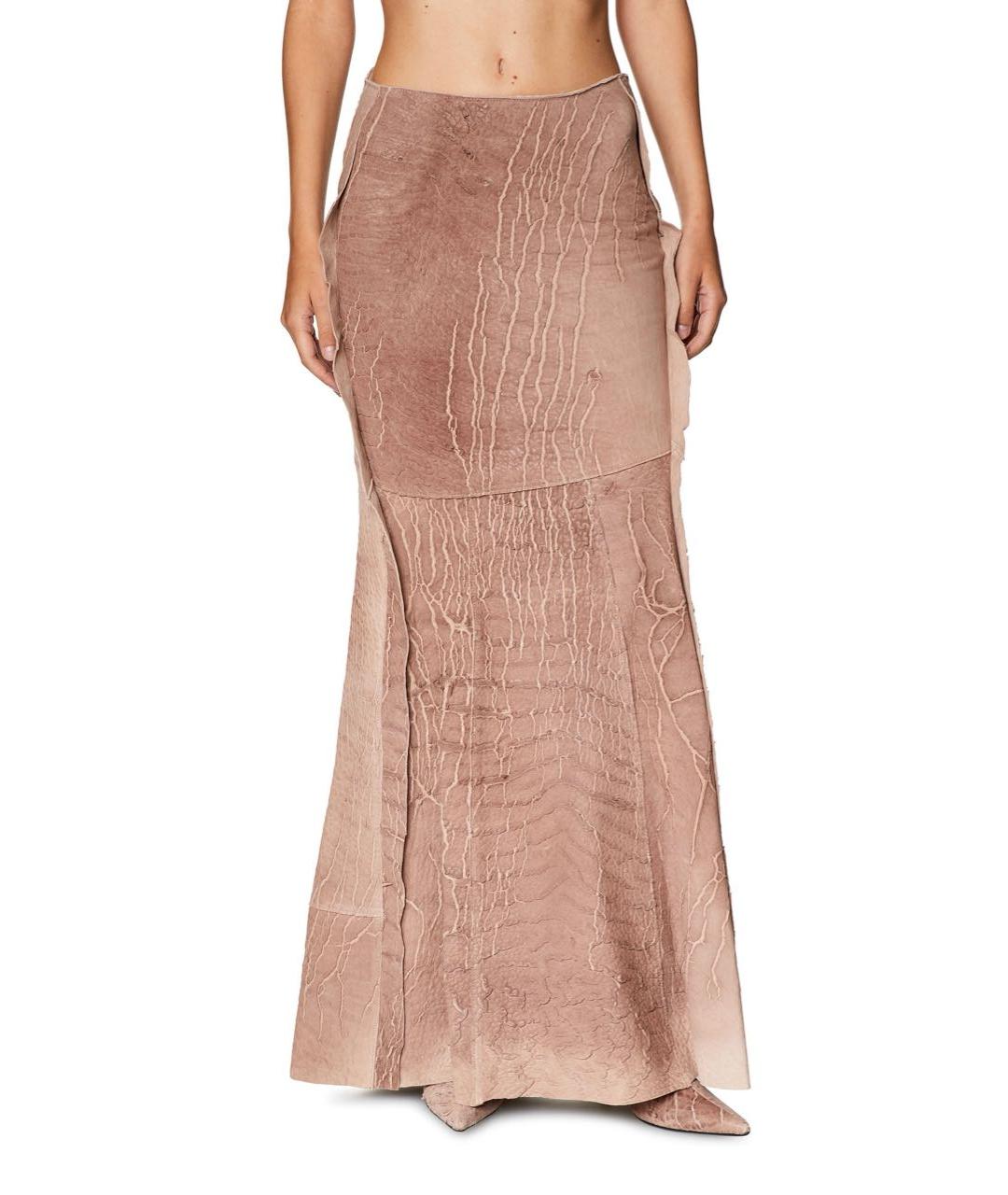 DIESEL Розовая кожаная юбка макси, фото 2