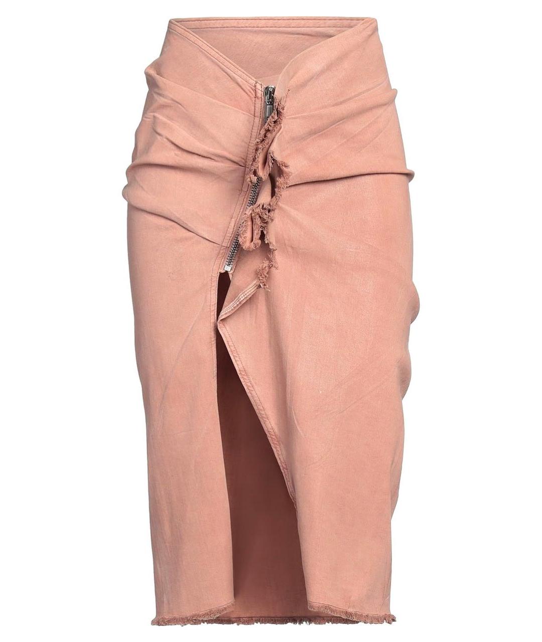 RICK OWENS Коралловая деним юбка миди, фото 1