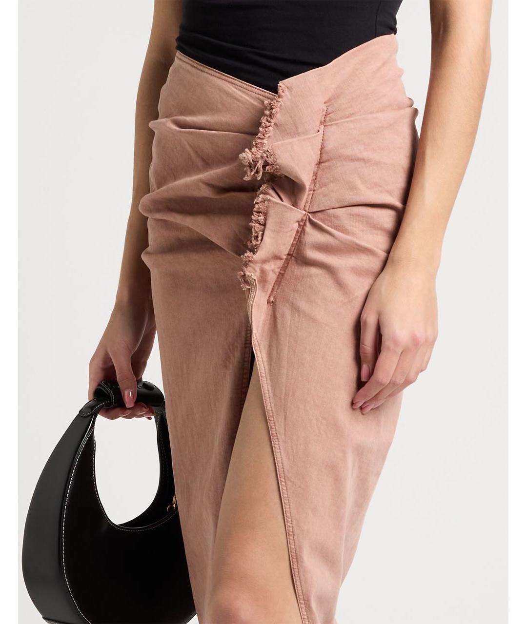 RICK OWENS Коралловая деним юбка миди, фото 2