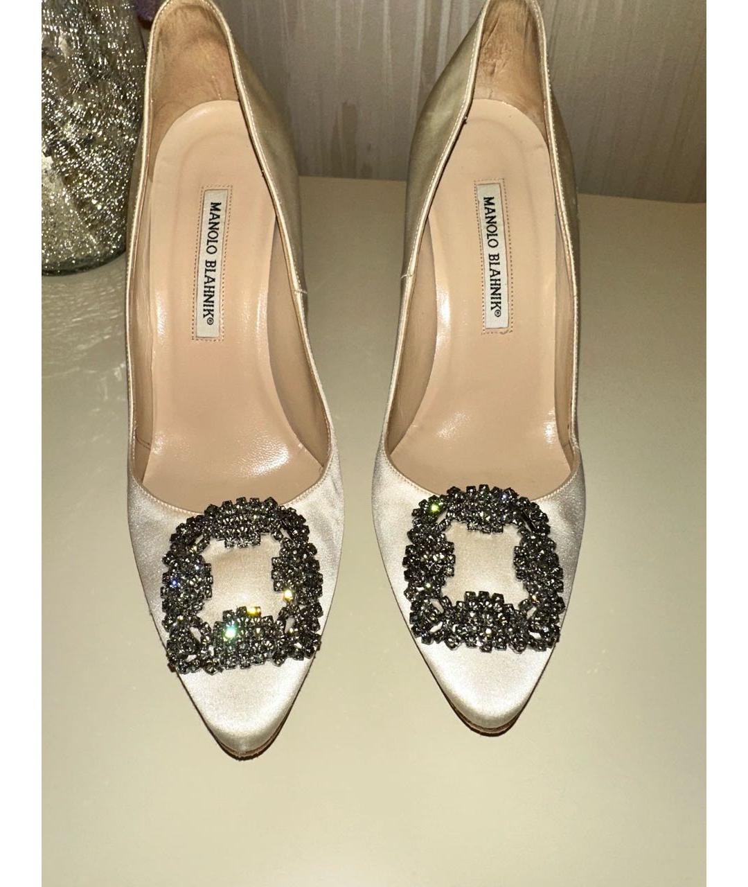 MANOLO BLAHNIK Бежевые текстильные туфли, фото 2