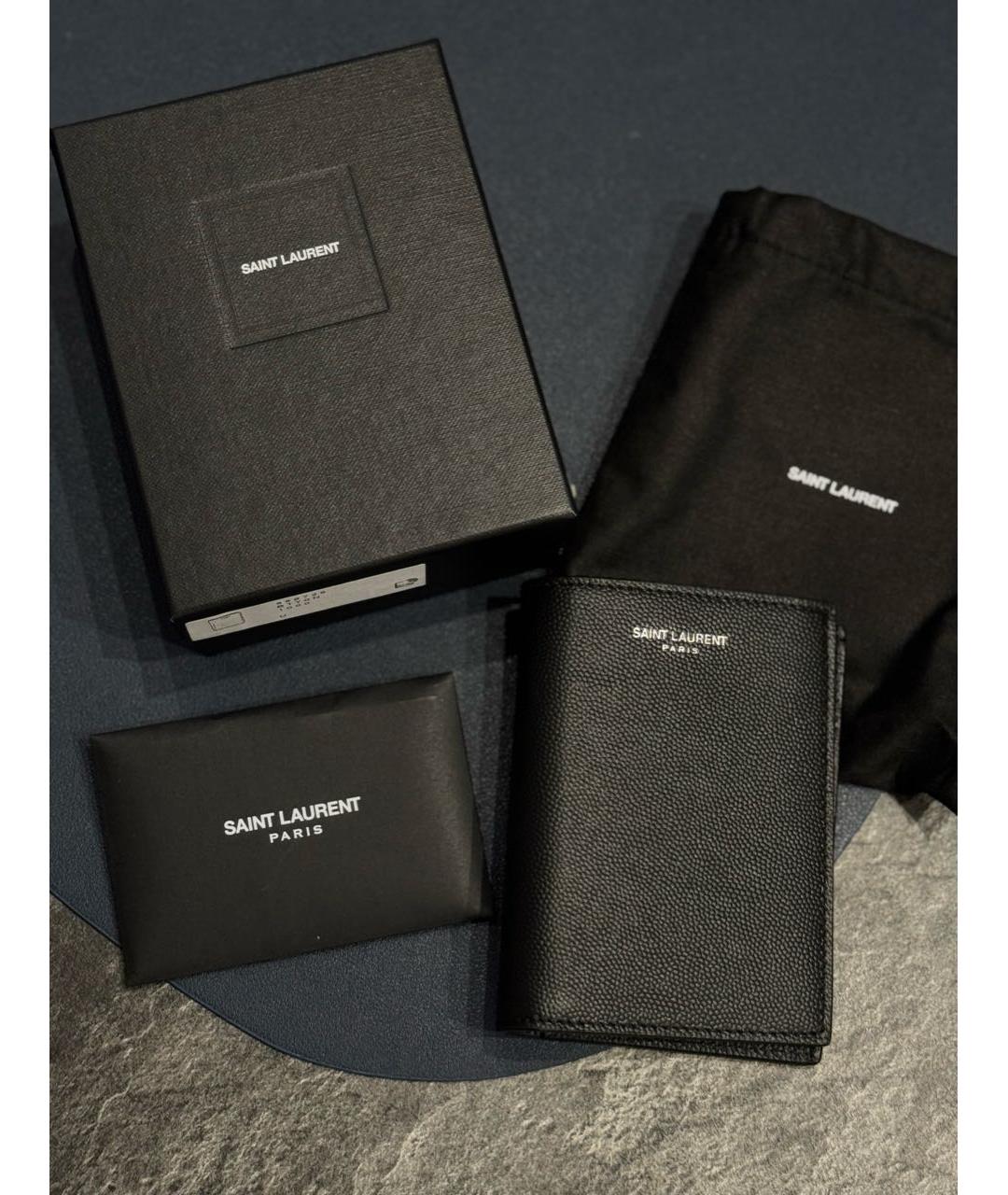 SAINT LAURENT Черный кожаный кошелек, фото 4