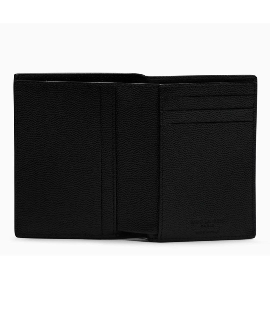 SAINT LAURENT Черный кожаный кошелек, фото 2