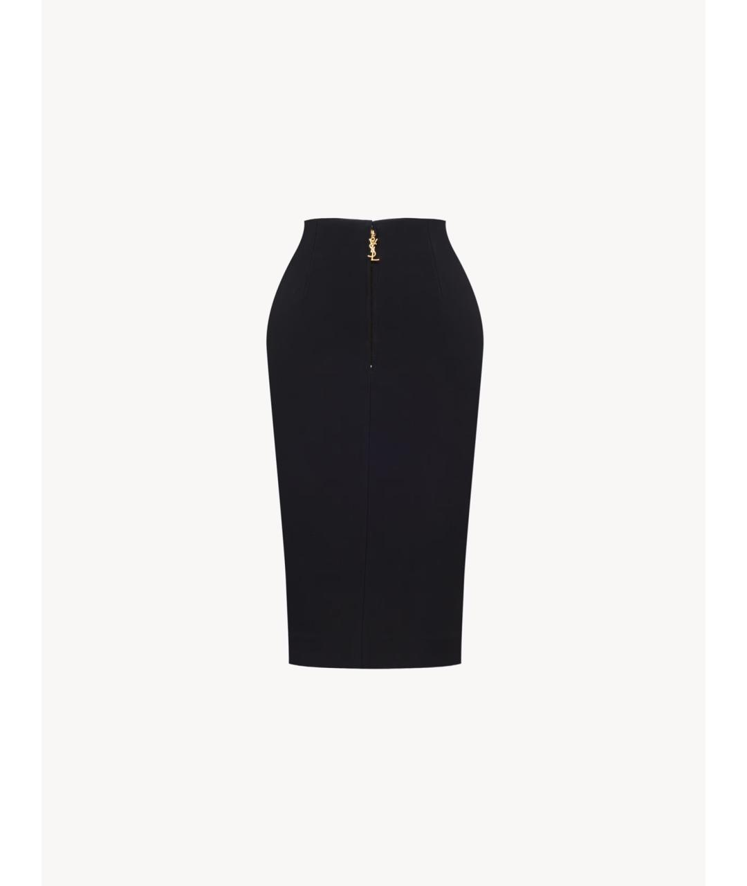 SAINT LAURENT Черная вискозная юбка миди, фото 2