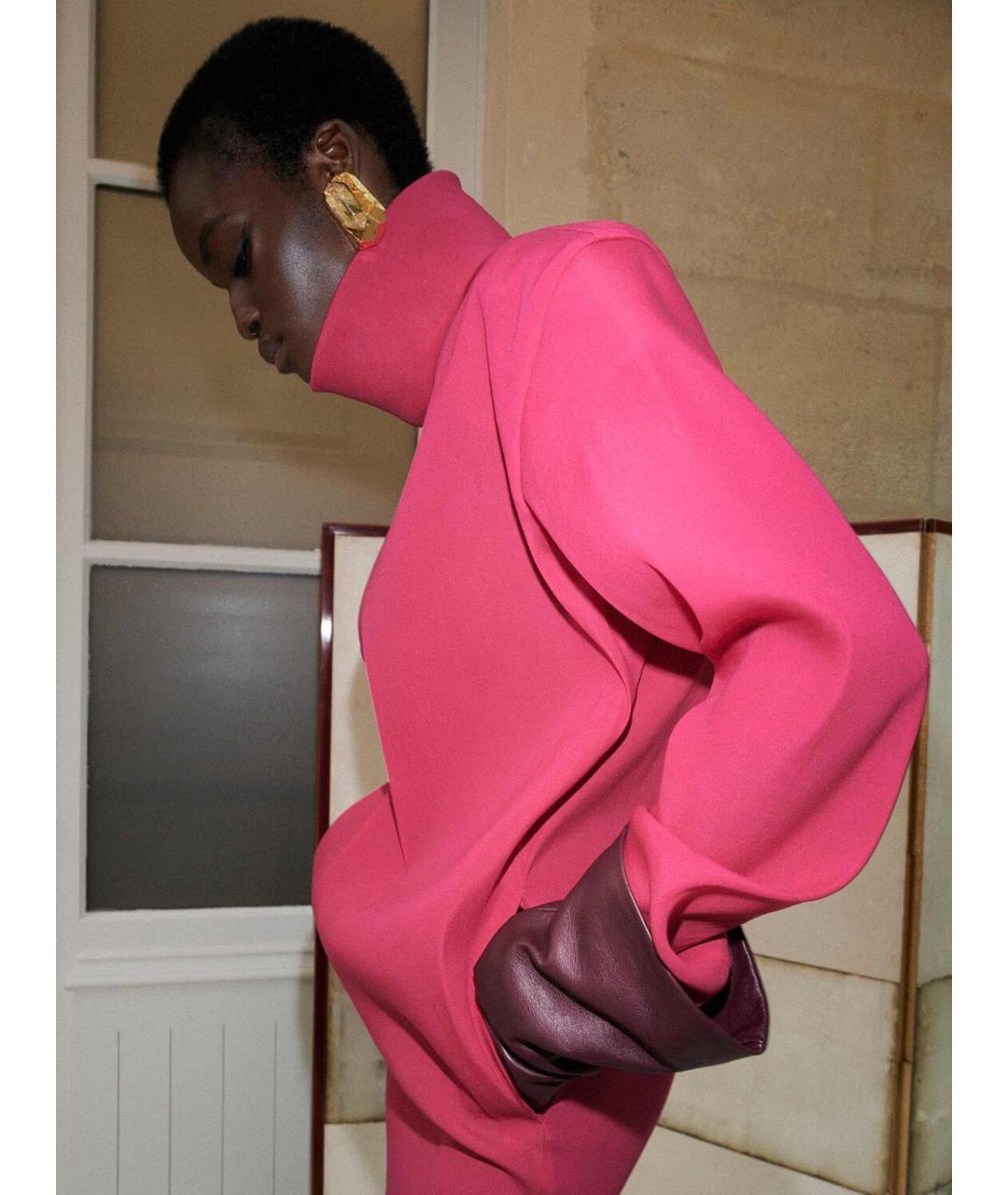 SAINT LAURENT Розовое шелковое повседневное платье, фото 2