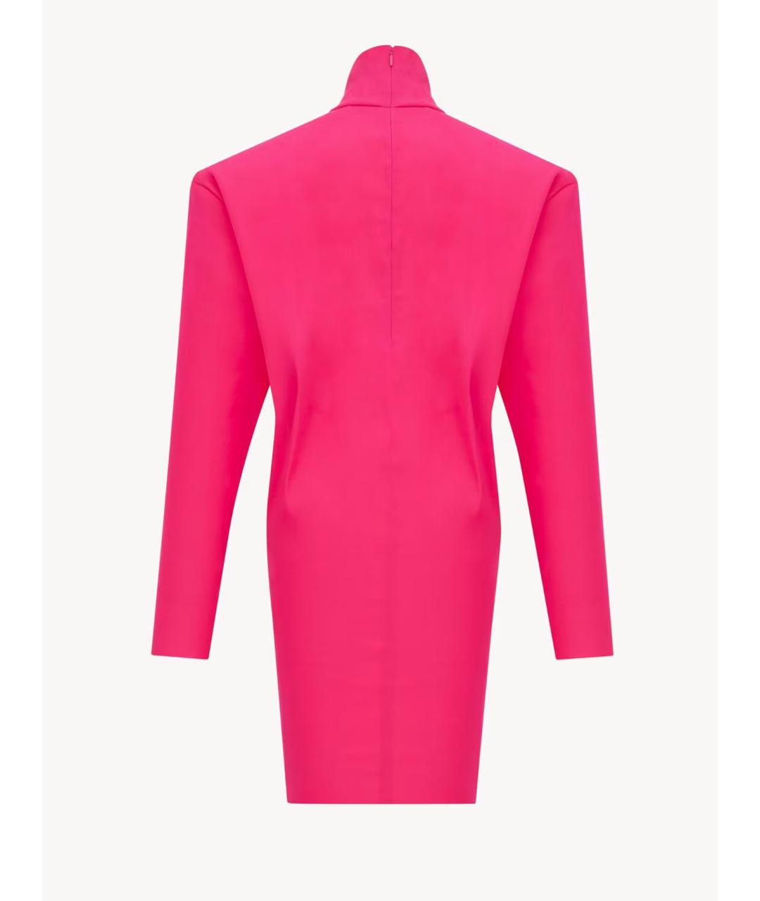 SAINT LAURENT Розовое шелковое повседневное платье, фото 3