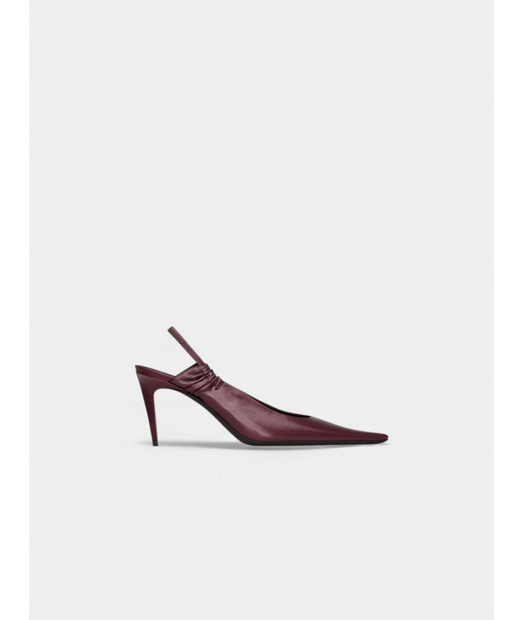 SAINT LAURENT Бордовые кожаные туфли, фото 4