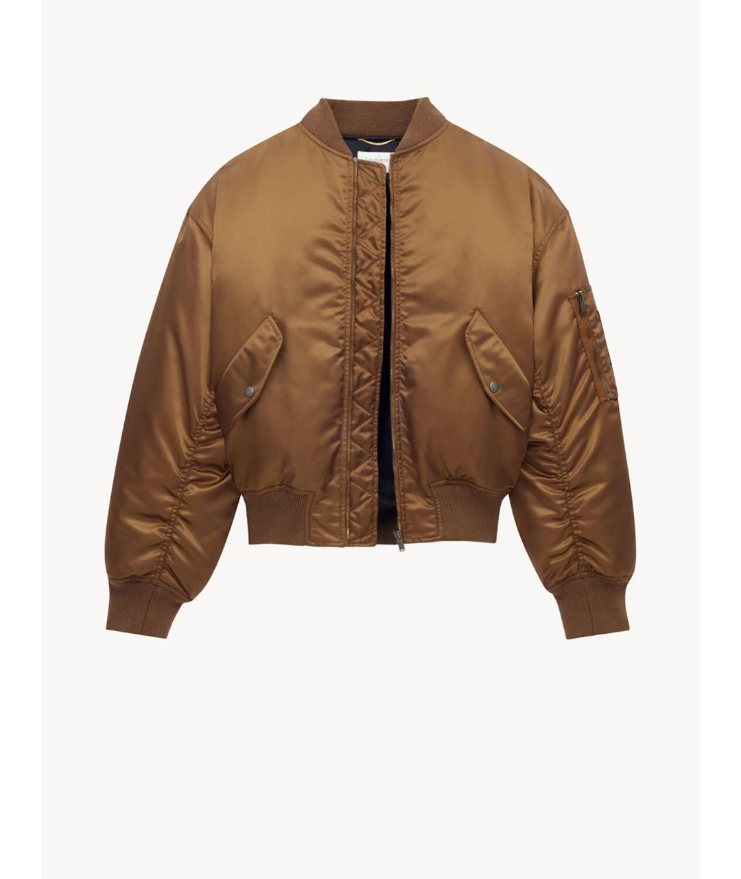 SAINT LAURENT Коричневая полиамидовая куртка, фото 2