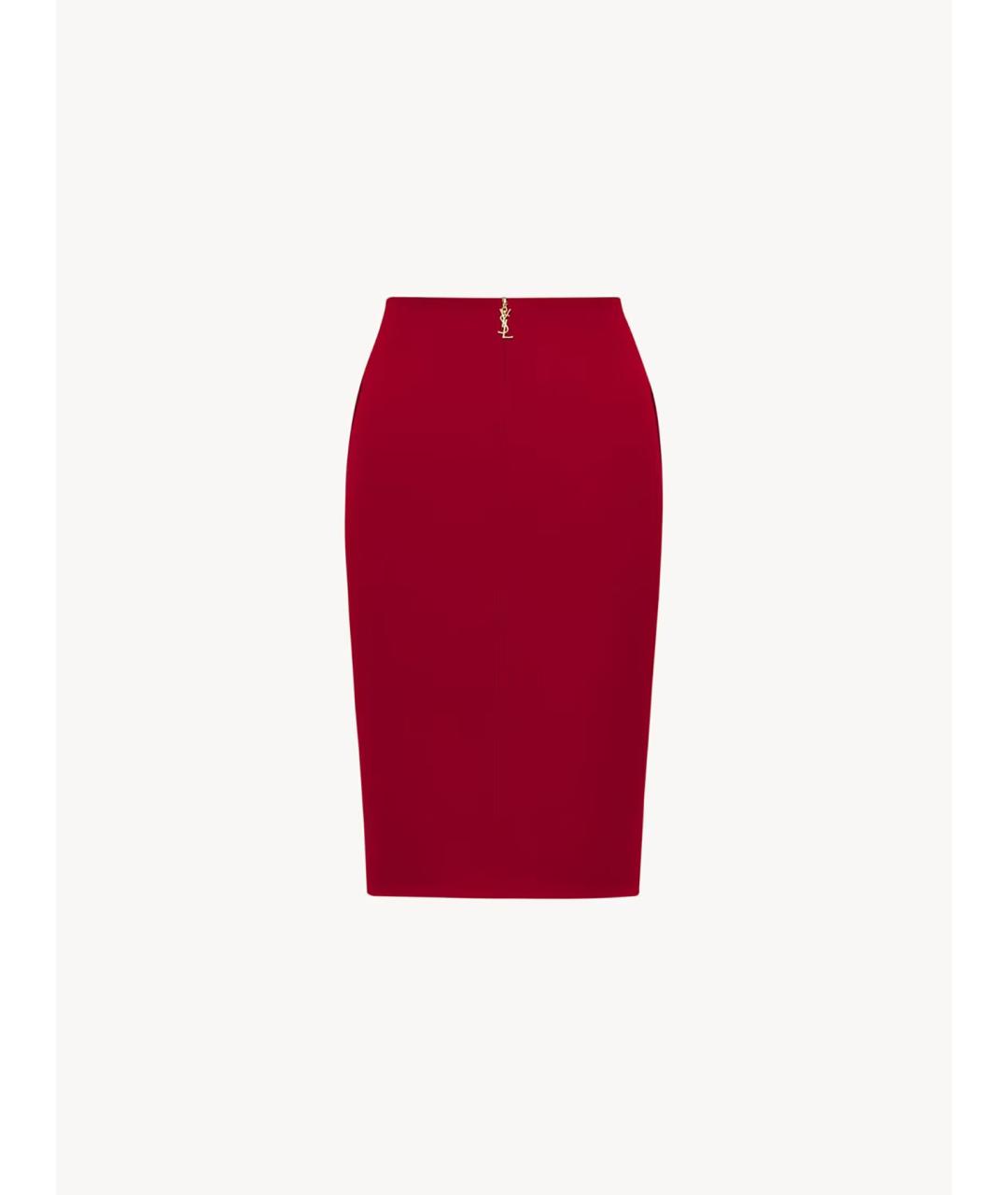 SAINT LAURENT Красная вискозная юбка миди, фото 3