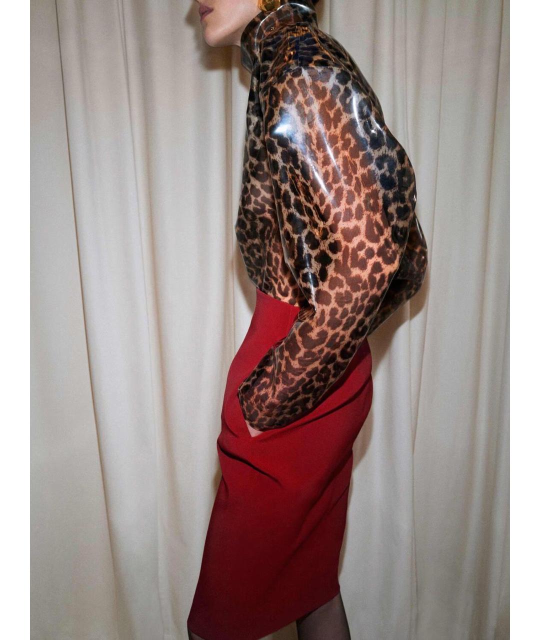 SAINT LAURENT Красная вискозная юбка миди, фото 2