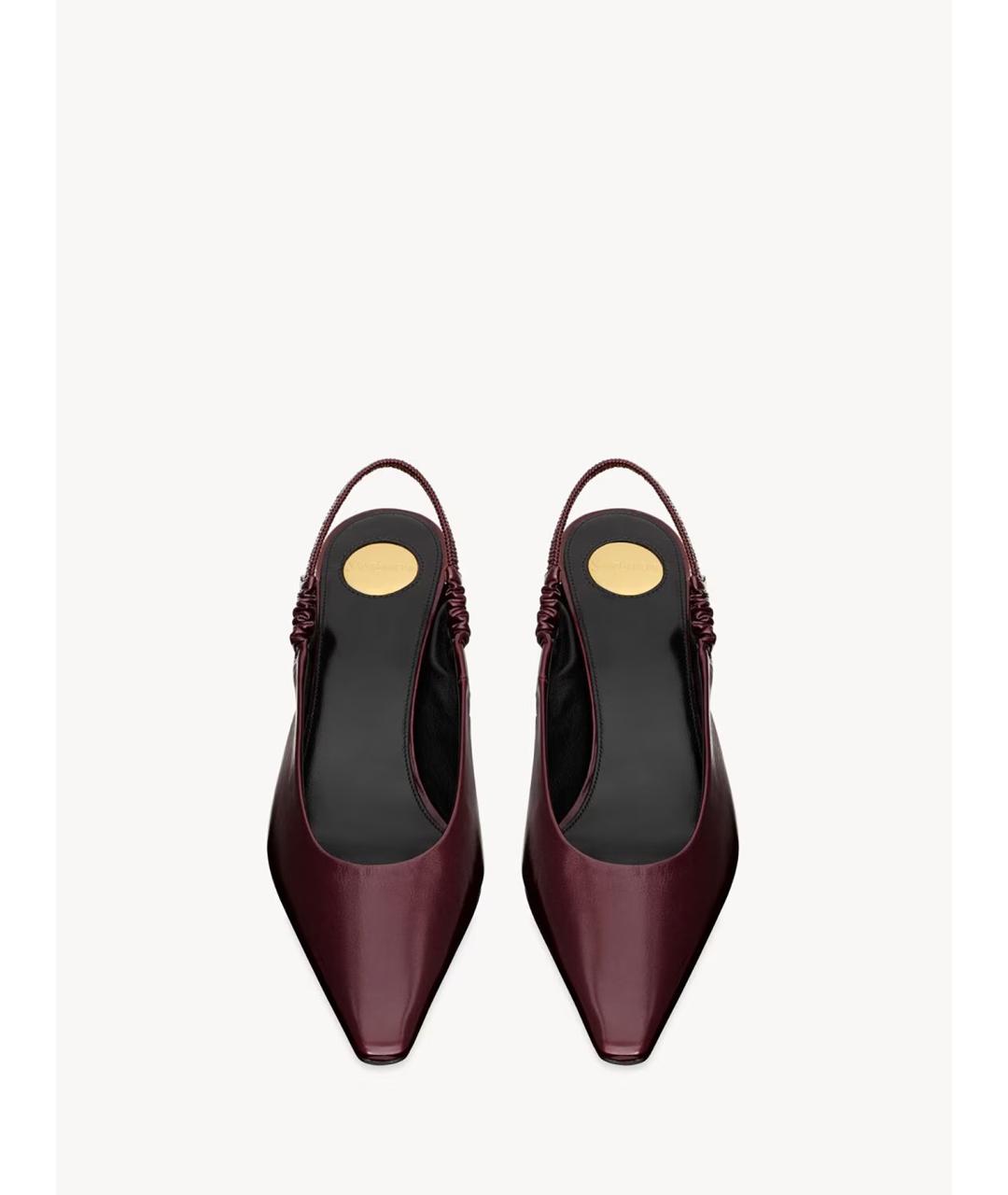 SAINT LAURENT Бордовые кожаные туфли, фото 2