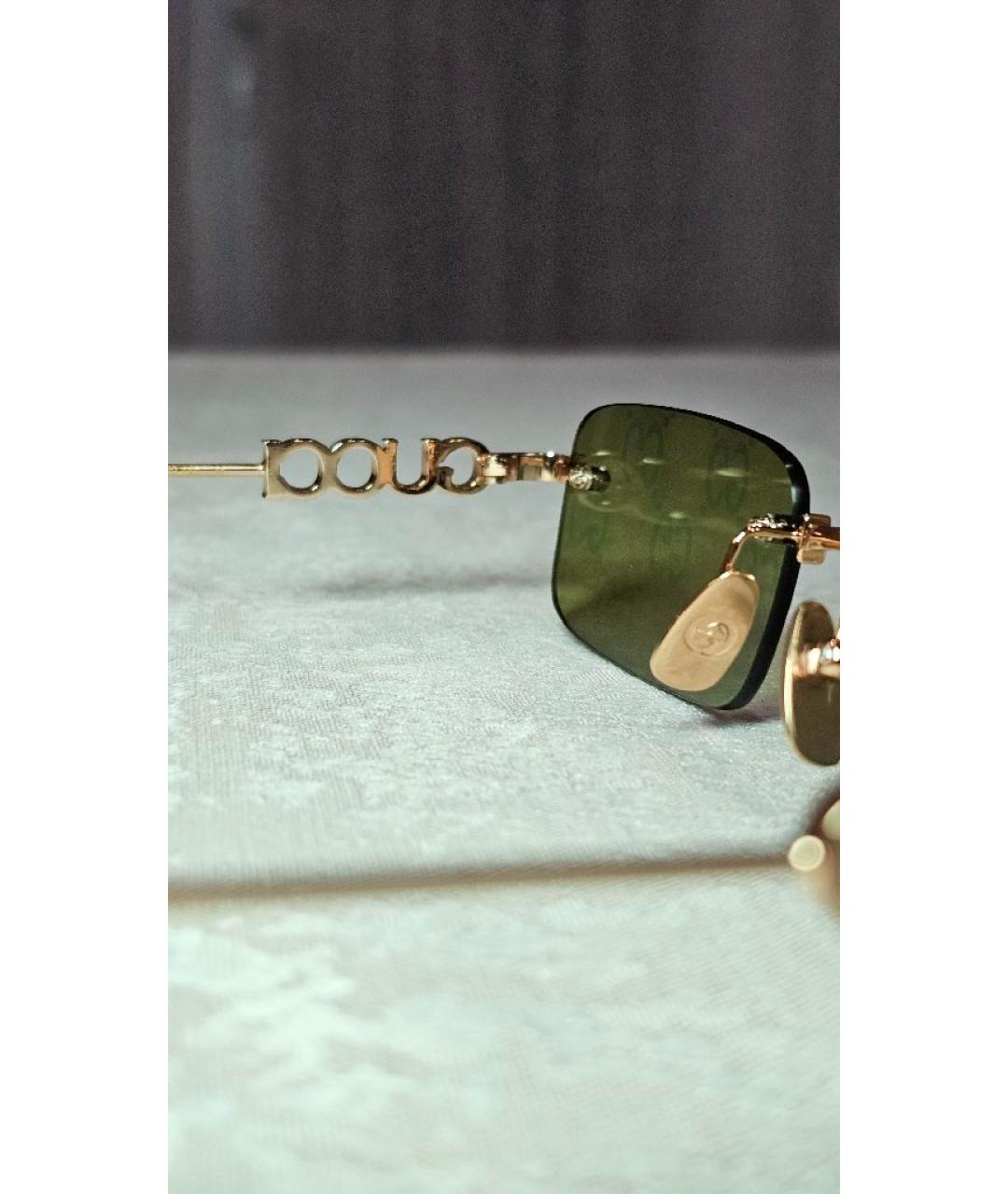 GUCCI Золотые металлические солнцезащитные очки, фото 5