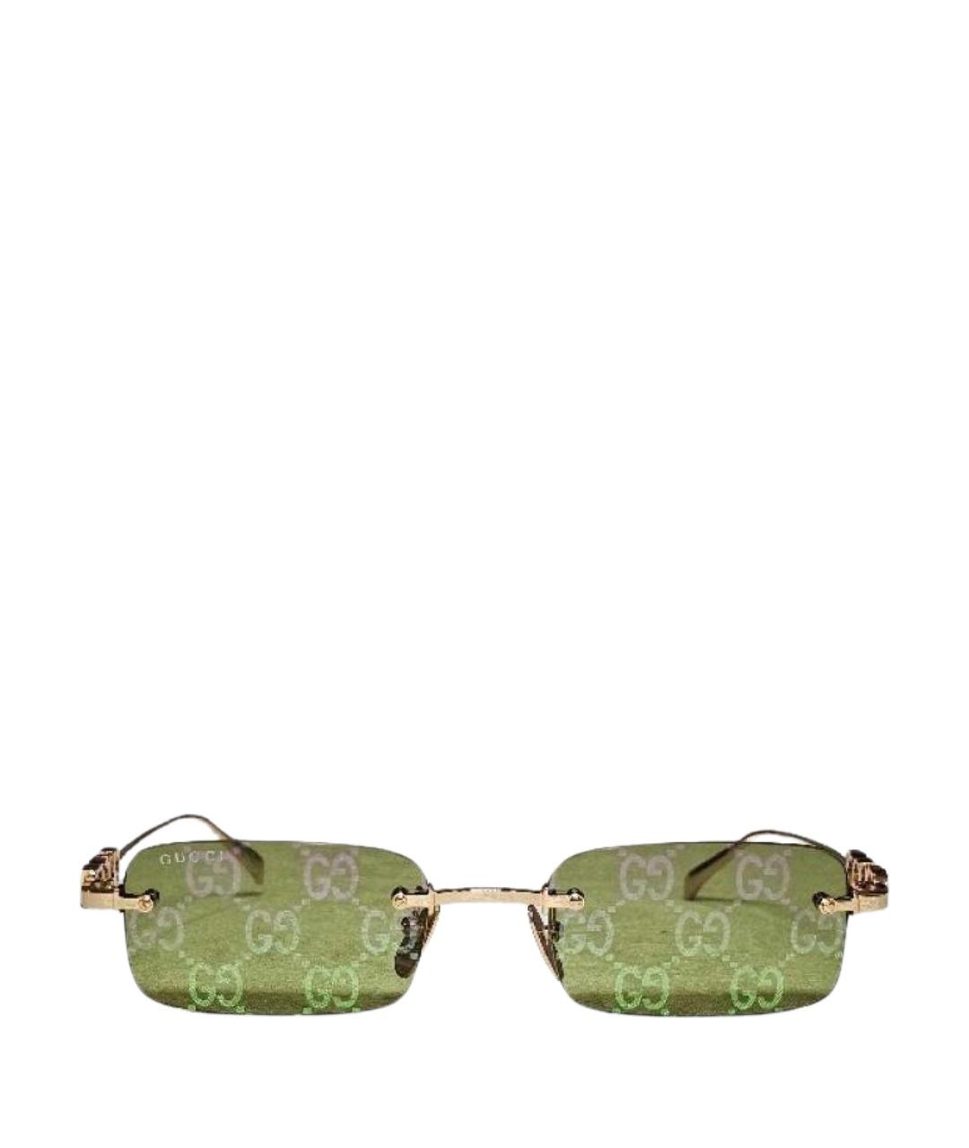 GUCCI Золотые металлические солнцезащитные очки, фото 1