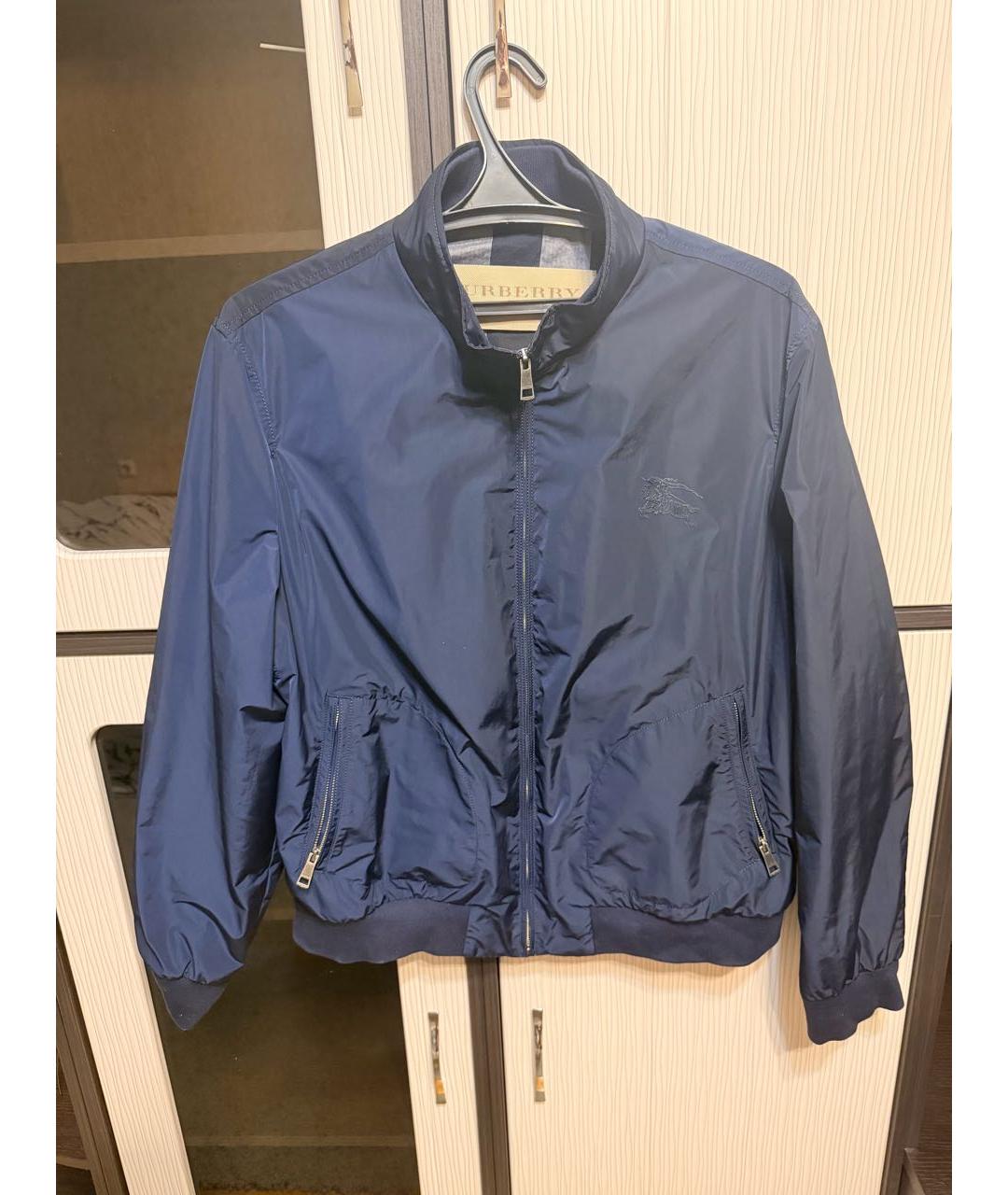 BURBERRY Темно-синяя полиэстеровая куртка, фото 9