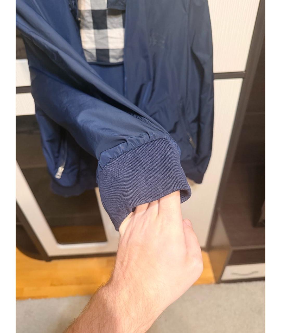 BURBERRY Темно-синяя полиэстеровая куртка, фото 4