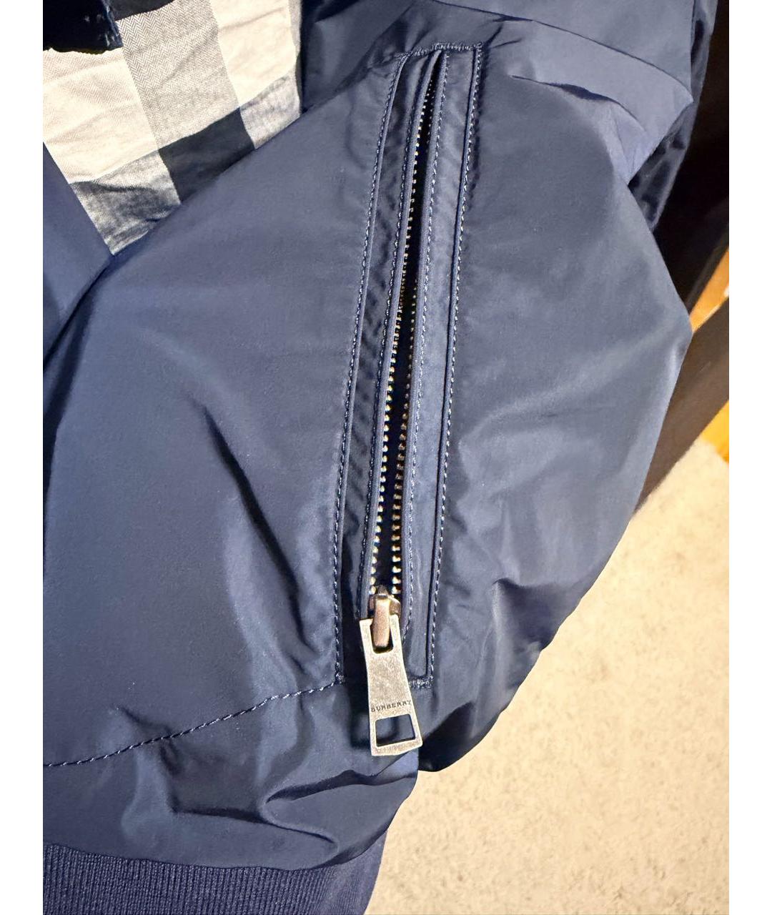 BURBERRY Темно-синяя полиэстеровая куртка, фото 8