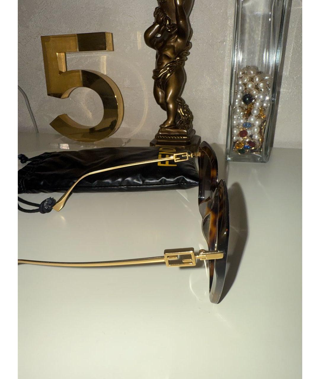 FENDI Коричневые пластиковые солнцезащитные очки, фото 5