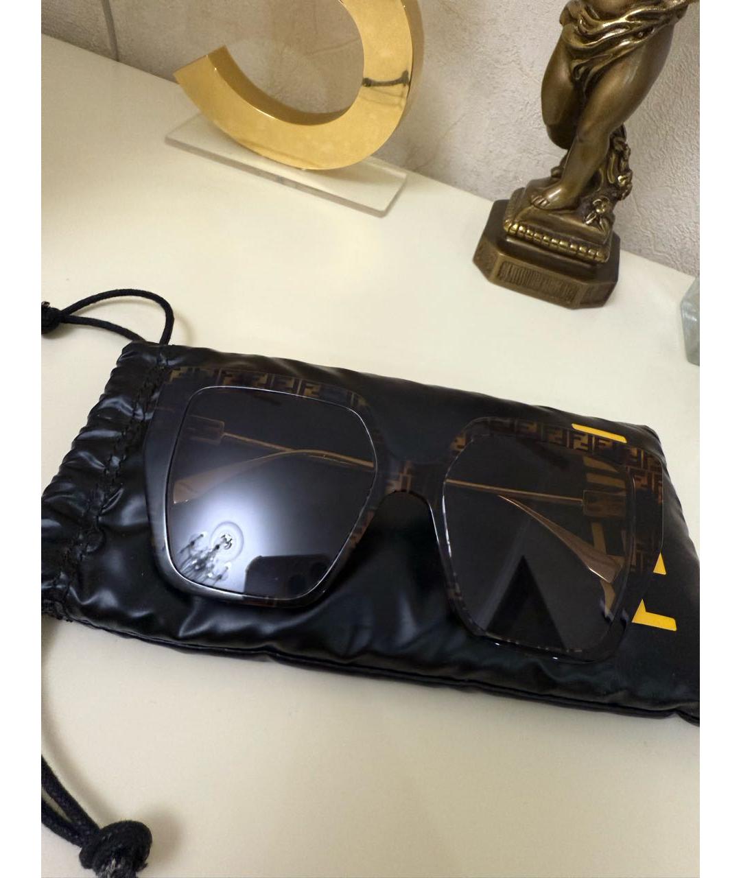 FENDI Коричневые пластиковые солнцезащитные очки, фото 6