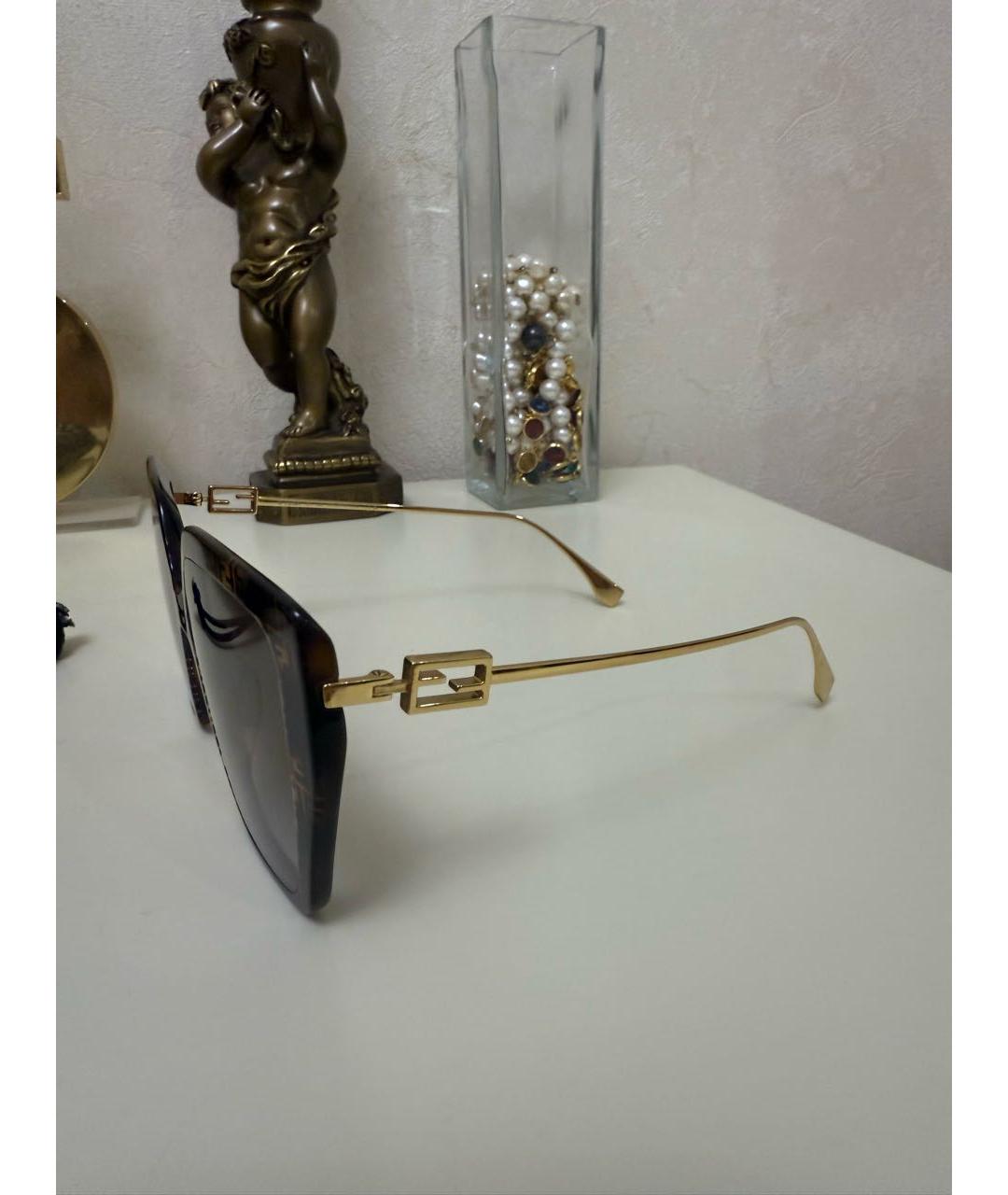 FENDI Коричневые пластиковые солнцезащитные очки, фото 2